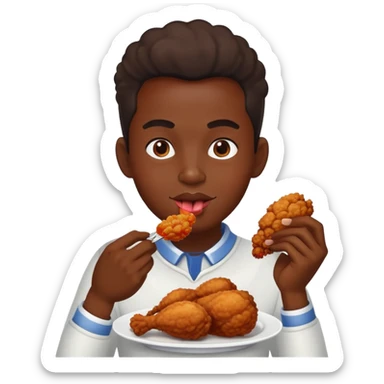 Black person eating fried chicken sticker