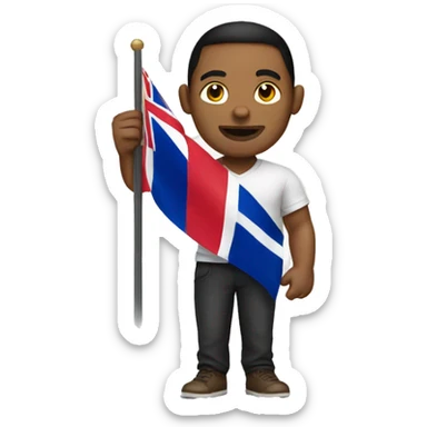 man holding dominican flag sticker