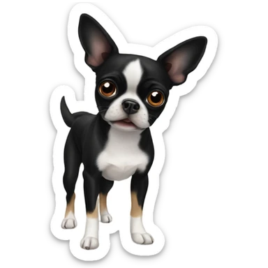 Black pug mix chihuahua mix Boston terrier sticker