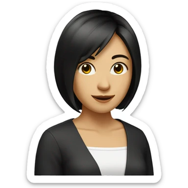 profile picture woman shoulder length black-brown bob, half chinese sticker