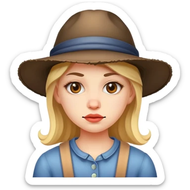 Ugly girl with hat sticker