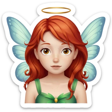 Girl with fairy wings, and red hair and freckles sticker