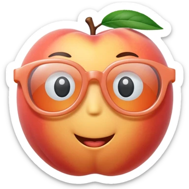 A 3D cartoon transparent peach-coral Glasses with subtle shine and curved frame edges. sticker