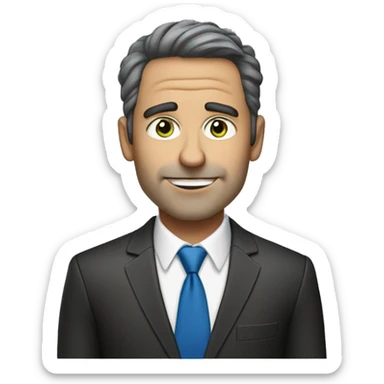 business man that is 51 years old and loves mojitos, blue eyes, dark brown hair, loves soccer sticker