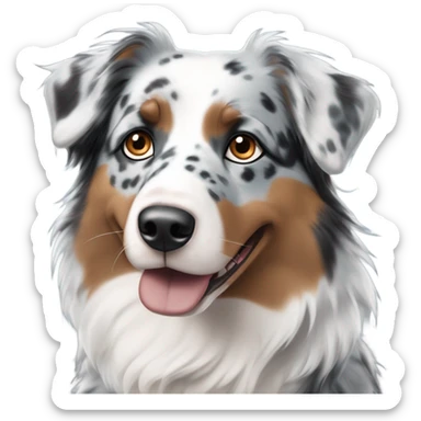 blue merle australian shepherd with two different colored eyes. One blue and one brown sticker