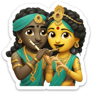 Radha krishna with flute sticker