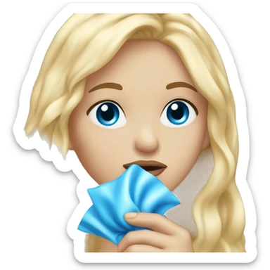 long blonde hair blue eyed girl blowing a kiss sticker