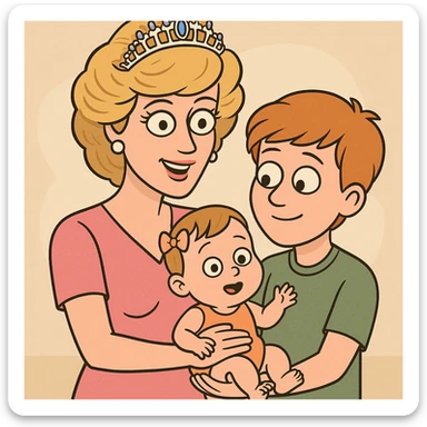 Princess Diana a baby Girl mom and a boy holding the baby sticker