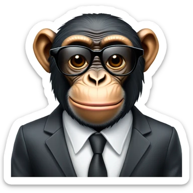 Cartoon Chimpanzee wearing sunglasses and a suit and tie sticker