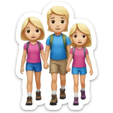 Vytvoř mi holčičku na výletě ve věku 7 let s rodiči na výletě. Holčička by měla být blond. sticker