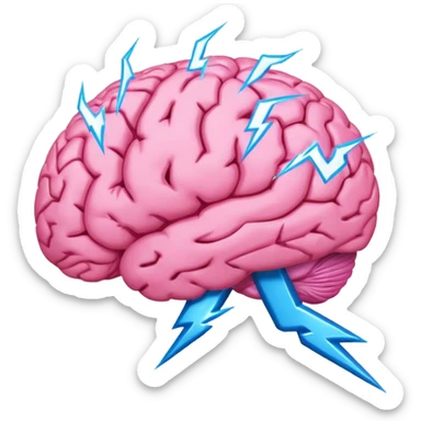 pink brain with a single lighting bolt sticker