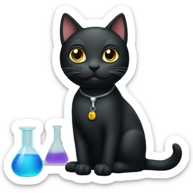 Black cat in science lab sticker