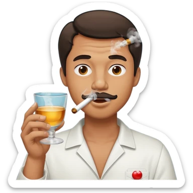 Man smoking from glass pong , the pong in his mouth (like this pong ⚗️) sticker