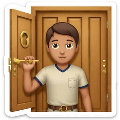 Persona cerrando la puerta con llave sticker