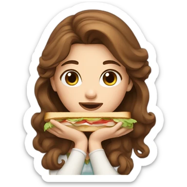 Brown Hair princess eating a sandwich sticker