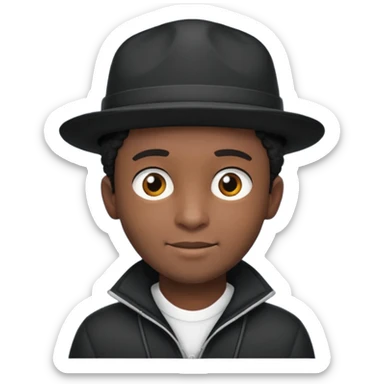 Gere um menino de cabelos preto e boné de lado com feição séria sticker