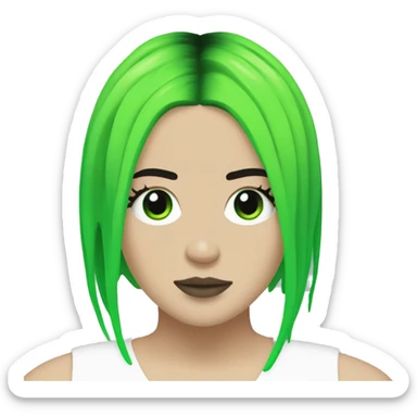 Billie Eilish neon green roots and black hair sticker