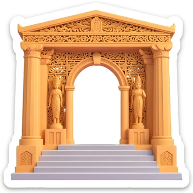 olympian temple, 3d style, close-up of entrance, intricate carvings, majestic steps sticker