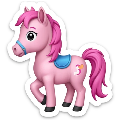 pink pony sitting and smiling sticker