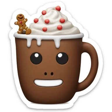 Holiday cocoa with a gingerbread man in the cup sticker