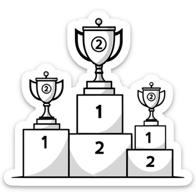 competition podium with 1st, 2nd, and 3rd place sticker