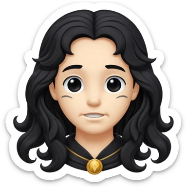 Pluto from The Olympians with long black wavy hair, black stola sticker