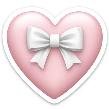 Pastel pink heart with white bow sticker