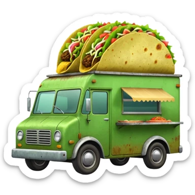 Green tacos truck. sticker