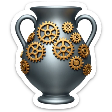 vase and cogs sticker