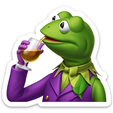 Kermit the frog sipping lean  sticker