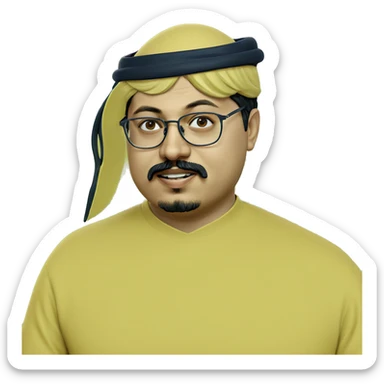 quirky mustached boy in glasses sticker