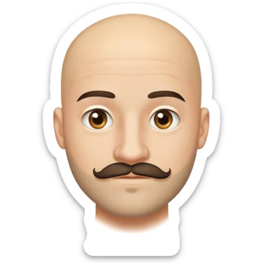 bald guy, 24 years old, small beard and mustache  sticker