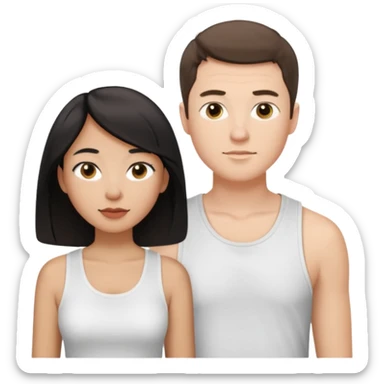 Mixed race couple, white male with mixed female (asian & black)
the female is more asian than she is black
The male is french  sticker