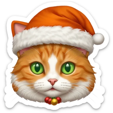 Un gato con gorro navideño sticker