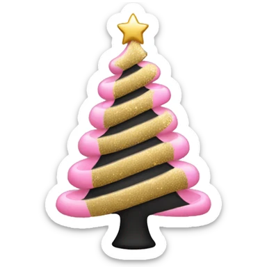 Gold pink and black Christmas tree sticker