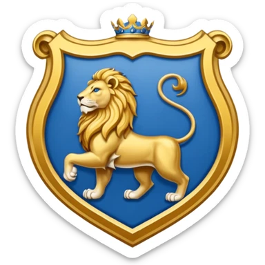 lion emblem with blue white and gold color sticker