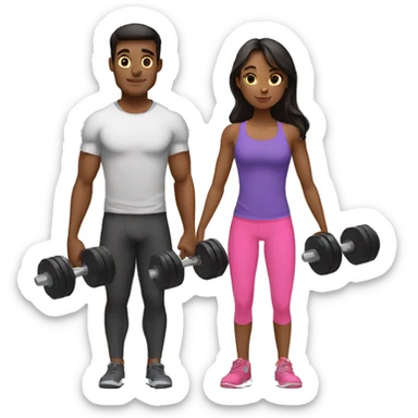 A guy and a girl lifting weights together sticker