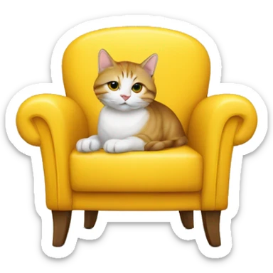 Fauteuil jaune avec un chat eoux sticker