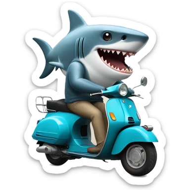 shark on vespa  sticker