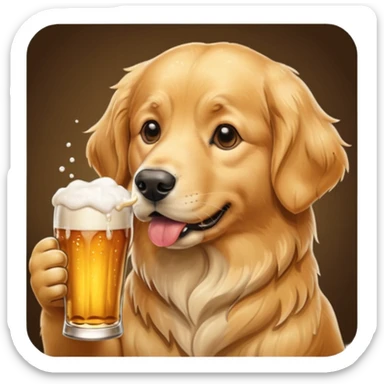 golden retriever drinking pint of beer sticker