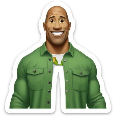 Dwayne the rock Johnson in green crocs sticker