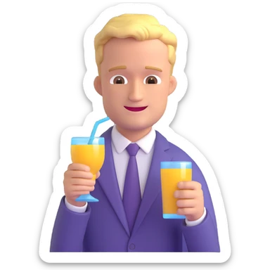 Barney Stinson from How I Met Your Mother, holding a drink, 3D emoji style sticker