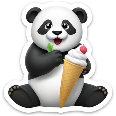 Panda eating ice cream sticker