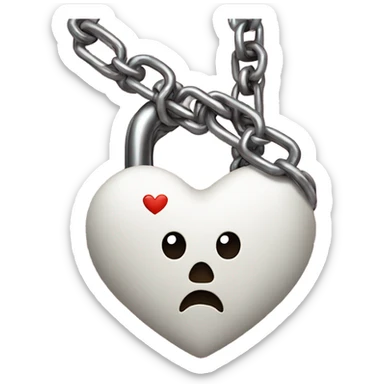 a heart, with a chain and padlock wrapped around sticker