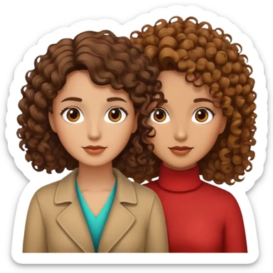 Two lesbians one curly hair one short hair both brown hair  sticker