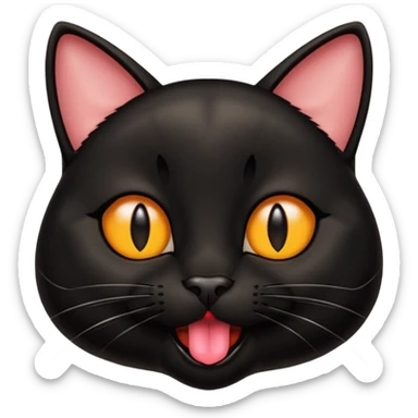 A real black cat with its tongue out sticker