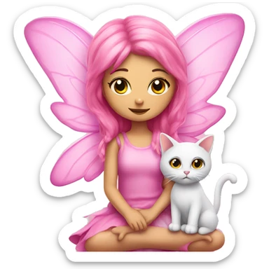 pink fairy with a cat sticker