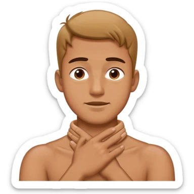 guy with hands crossing neck sticker