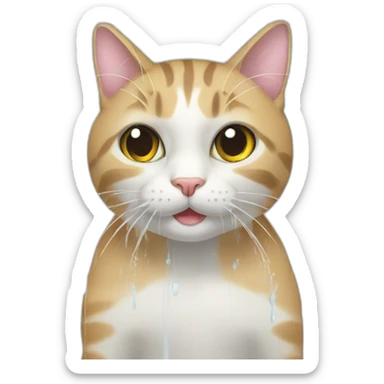 cat having a shower sticker