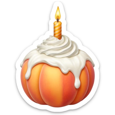 Peach covered with whipped cream and a birthday candle on it sticker